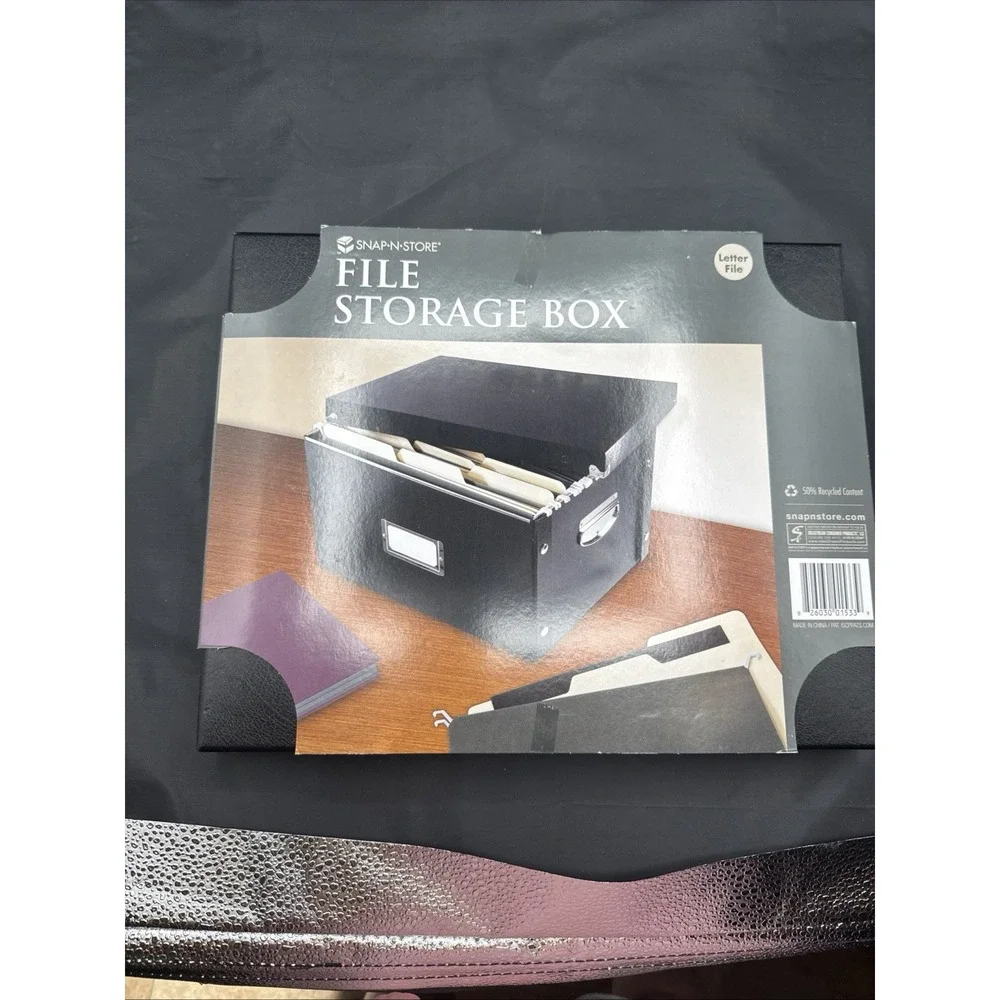 Snap-N-Store Letter-Size File Box, Black 9x11x9 File Storage‎ Box snaps